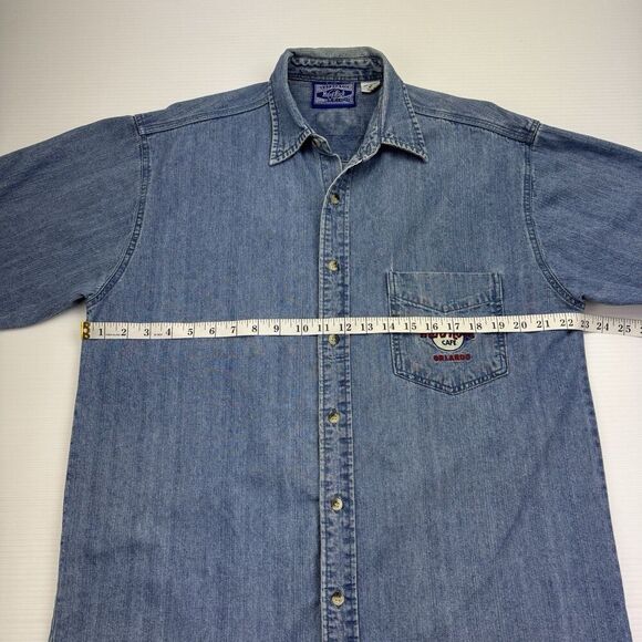 Vintage Hard Rock Cafe Denim Shirt ORLANDO Button Up Long Sleeve Size Medium - Picture 8 of 10